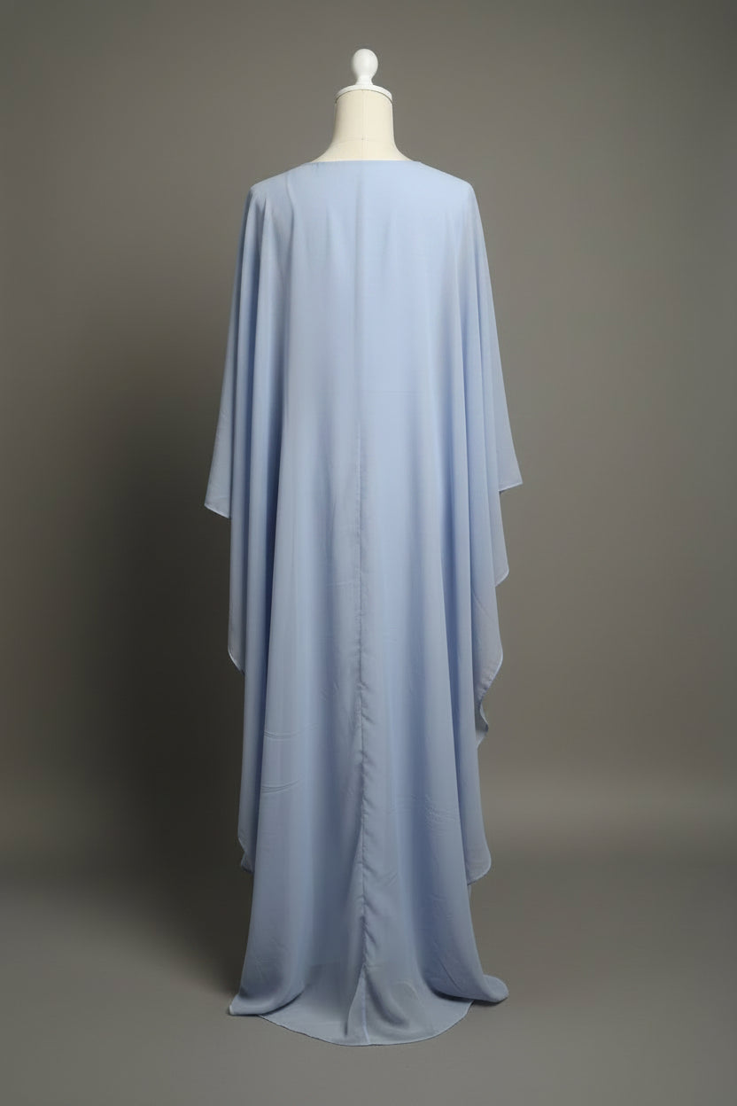 Adira Cape-Effect Sequined Gown – Sky Blue