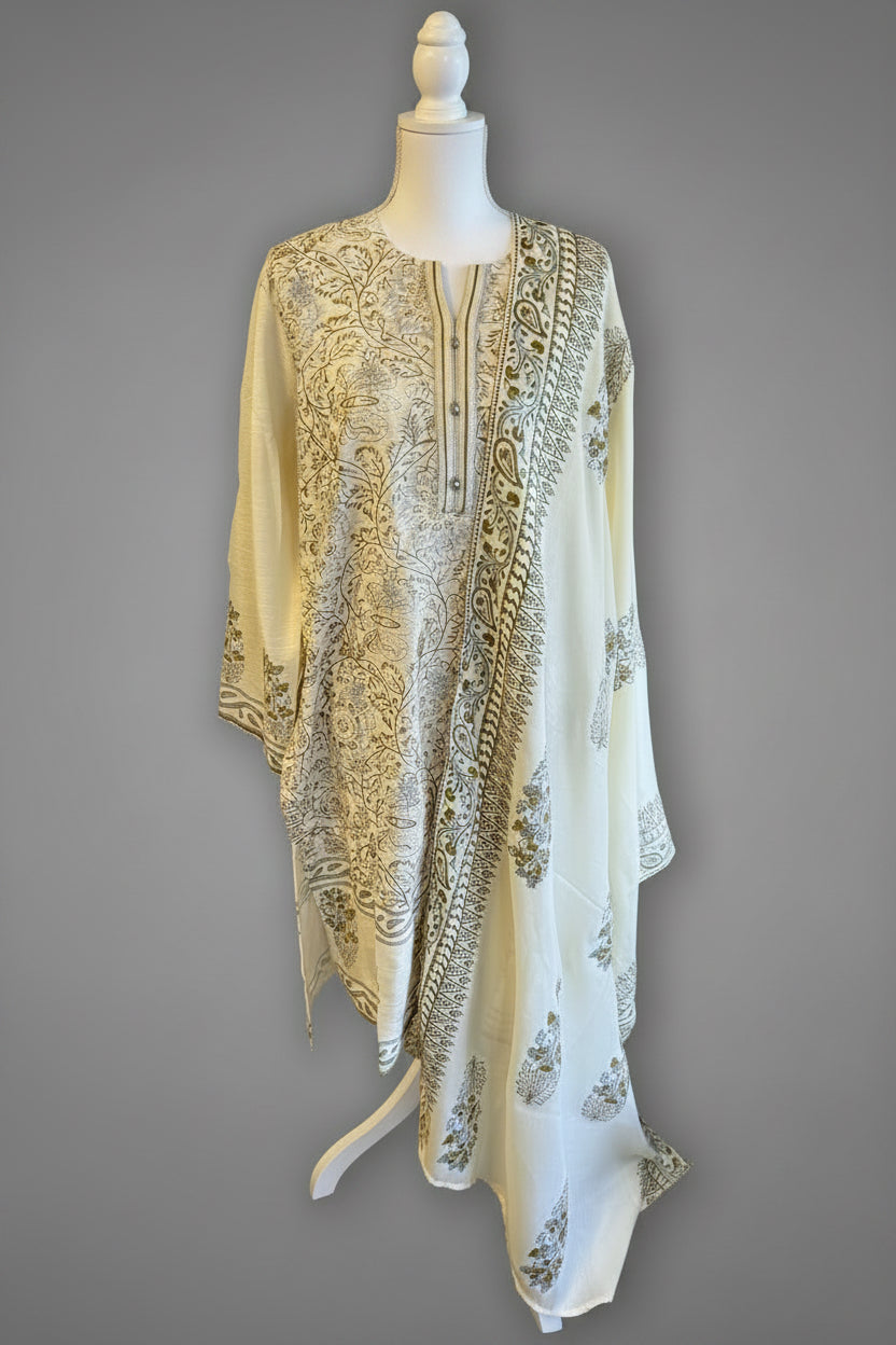 Cream base shalwar kameez