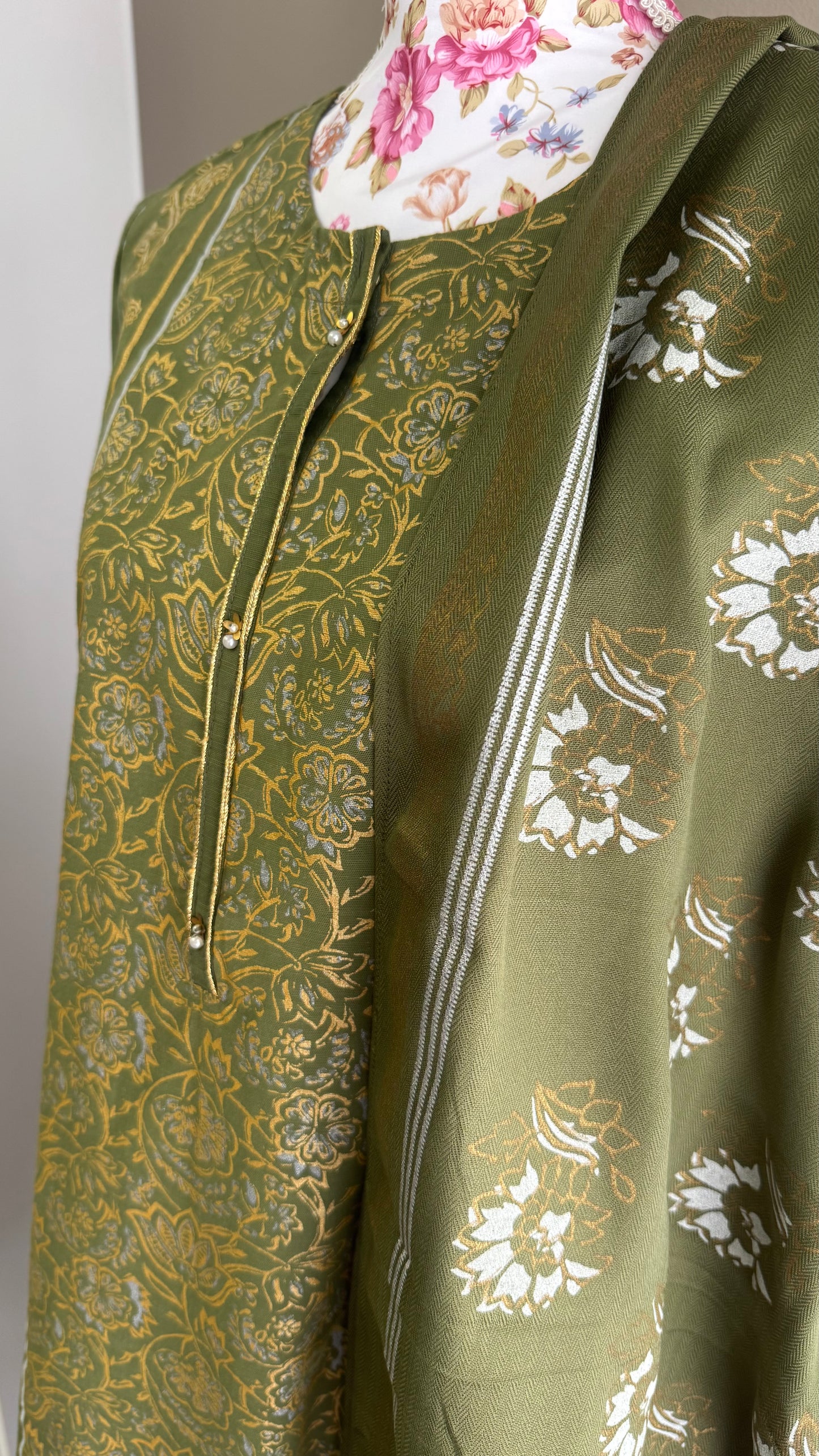 Studio Olive Green Printed Everyday Shalwar Kameez