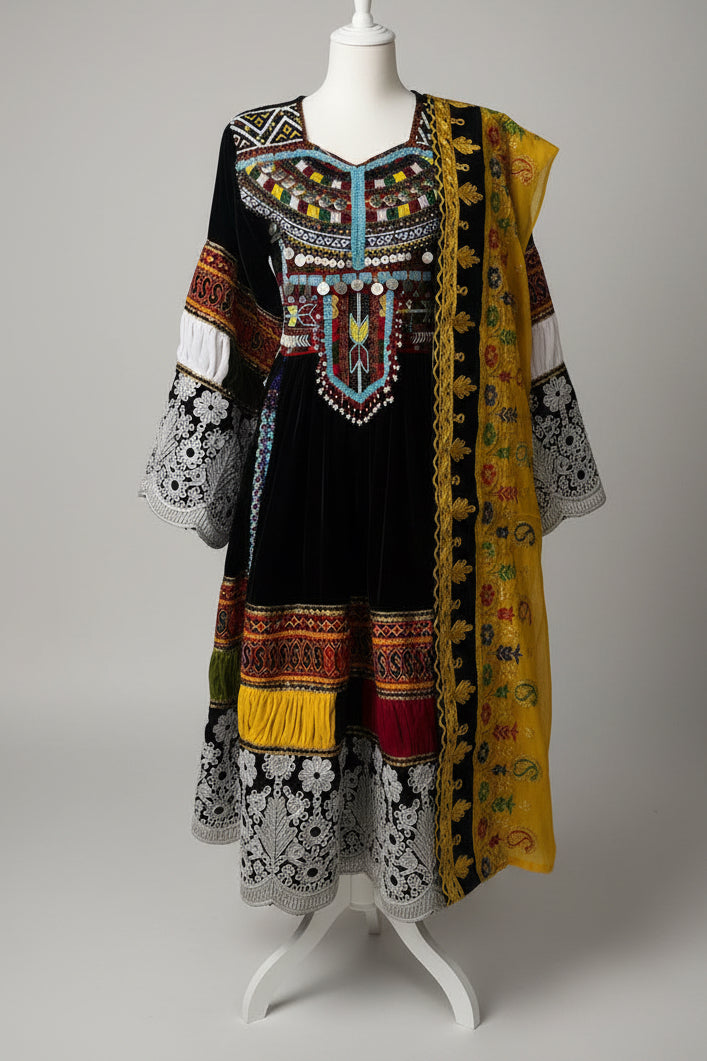 Afghan Traditional Velvet Dress