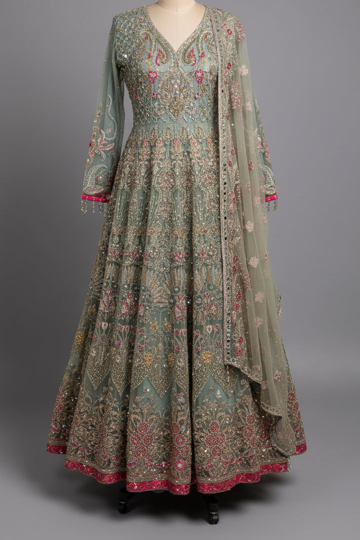 Luxury Embroidered Formal Dress with Dupatta