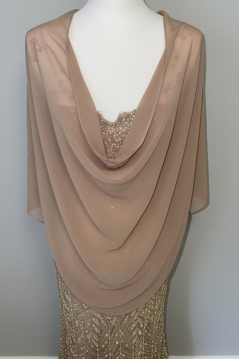 Champagne Beaded Evening Gown